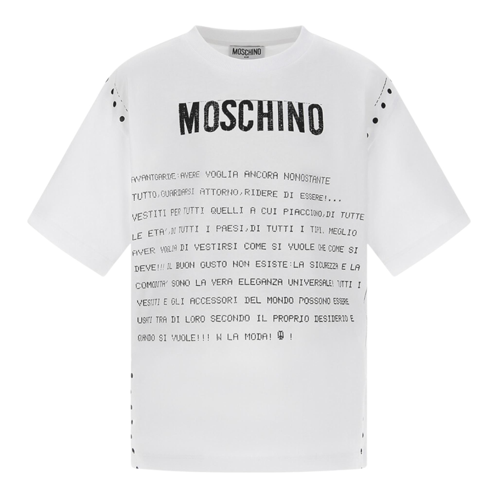 Moschino T-Shirt Girocollo Tinta Unita con Stampa per Bambino HQM050 BIANCO MOSCHINO 