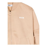 MSGM felpa cn zip tinta unita e stampa Beige per Bambino F4MSJUB074 BEIGE MSGM 