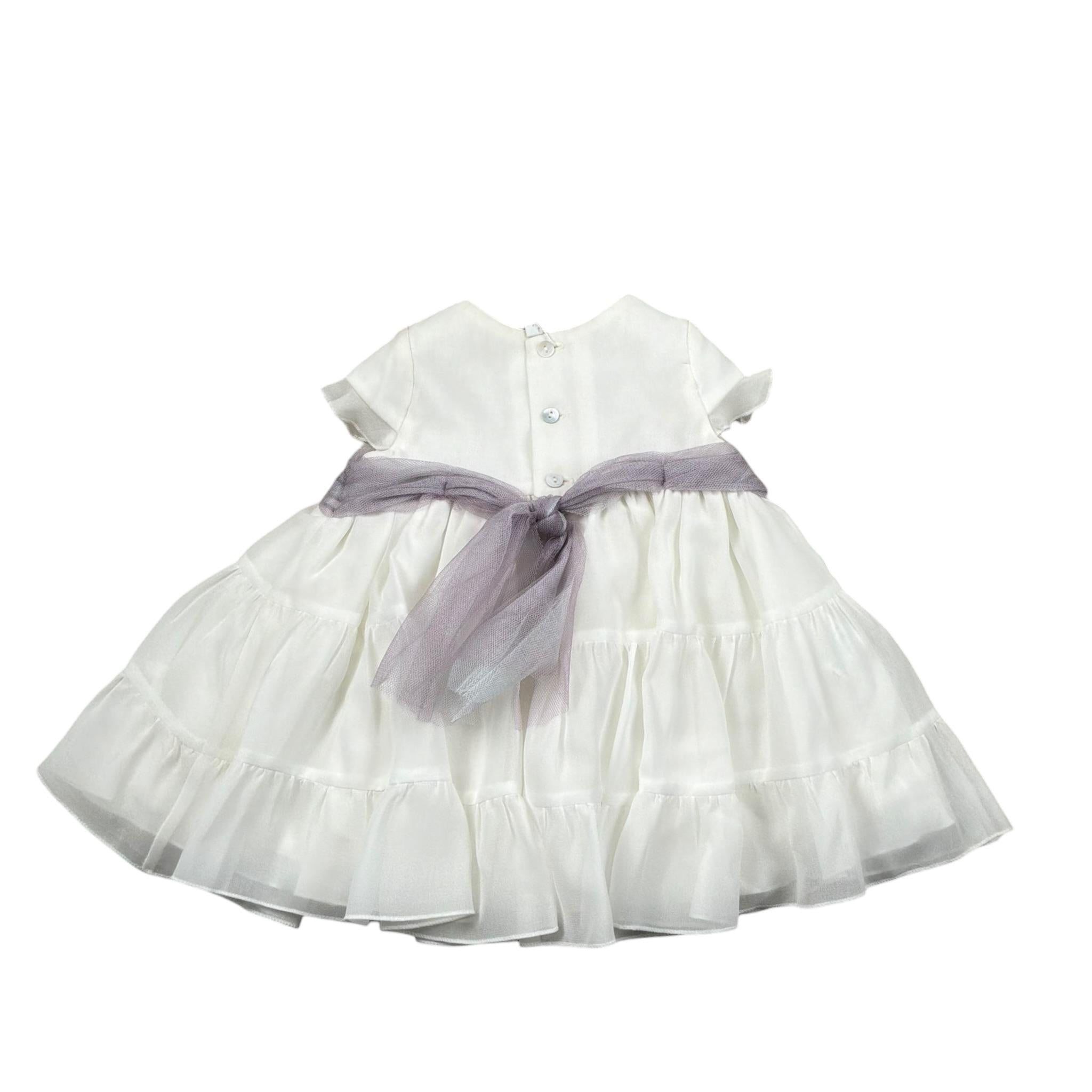 Amaya Abito Mezza Manica Tinta Unita con Tulle per Neonata 532215 BIANCO AMAYA 