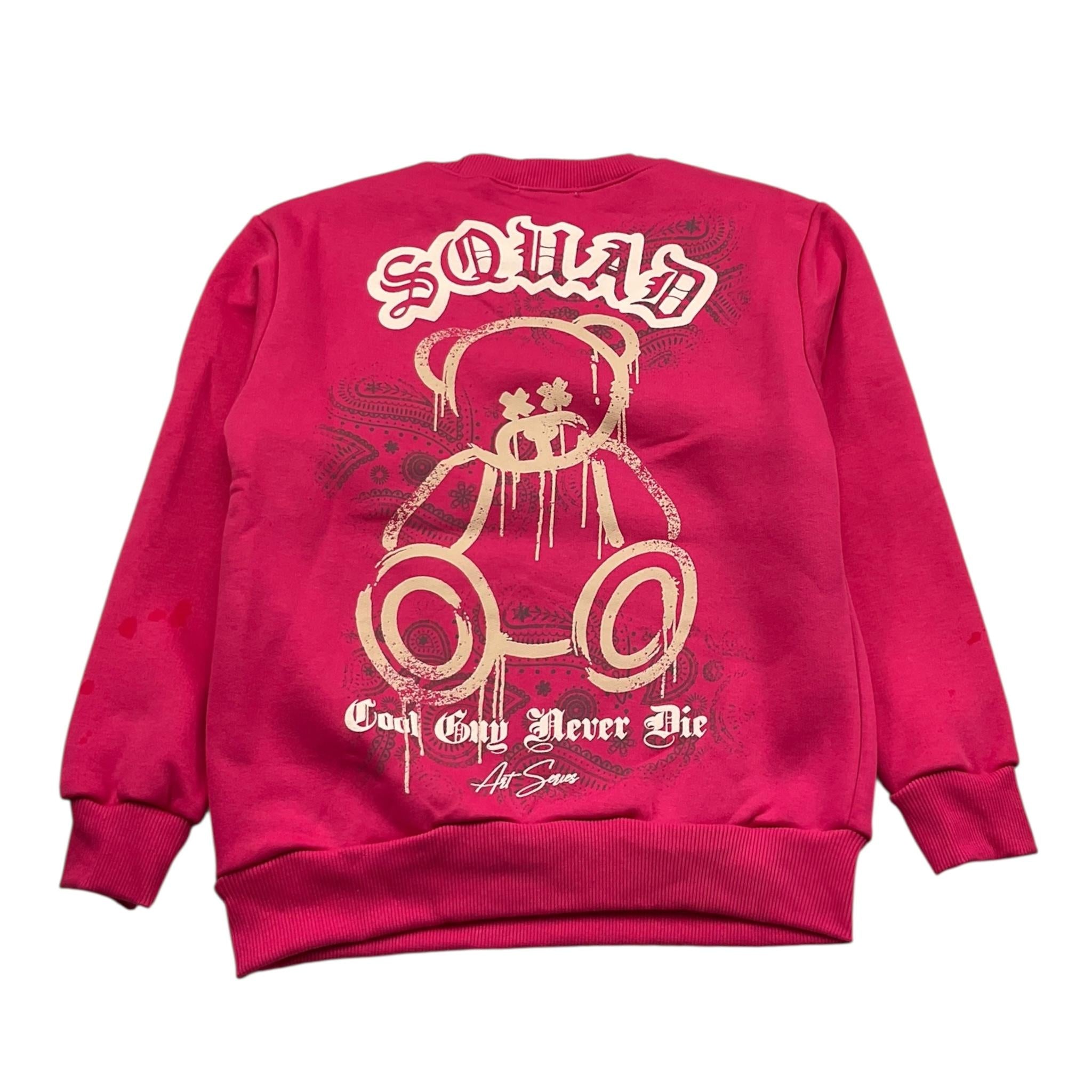 BRAND NAME felpa chiusa girocollo tinta unita con stampa Fuxia per Bambina BN351S FUXIA BRAND NAME 