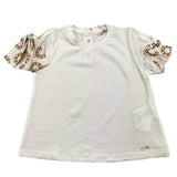 Le Bebe' T-Shirt Girocollo  Tinta Unita Cn Maniche In Contrasto Bianco per Neonata