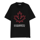 Dsquared2 T-Shirt Girocollo Tinta Unita con Stampa per Bambino DQ2770 NERO DSQUARED2 