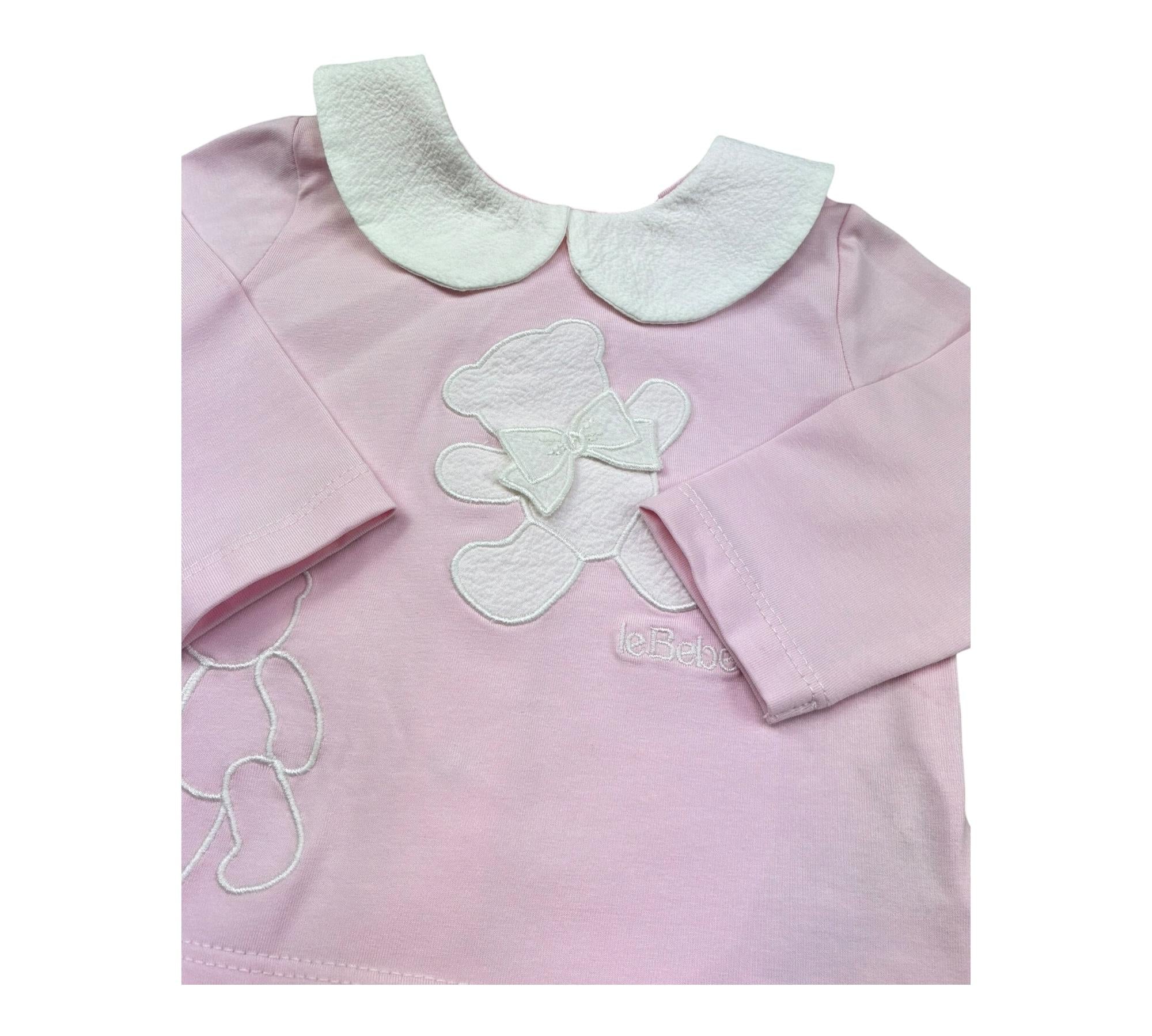 Le Bebe Completo 2 Pezzi Shirt-Ghettina Tinta Unita per Neonata LBG6298 ROSA LE BEBE 