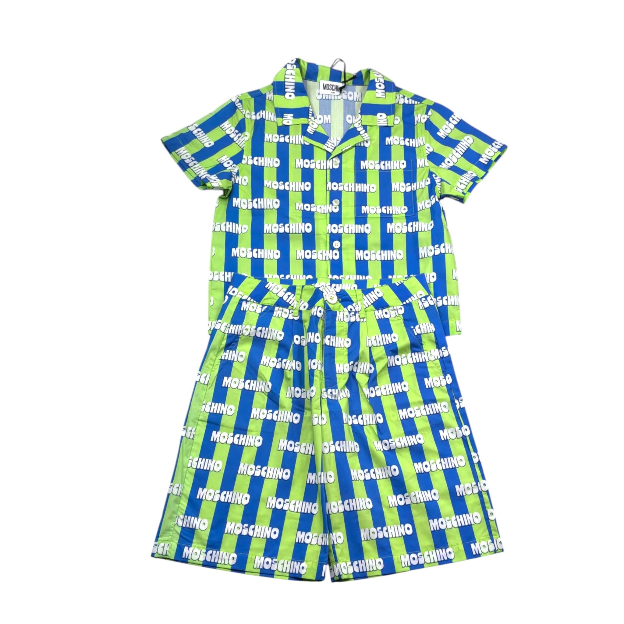 Moschino Completo 2 Pezzi Camicia-Bermuda Bicolore per Bambino HUG00V VERDE MOSCHINO 