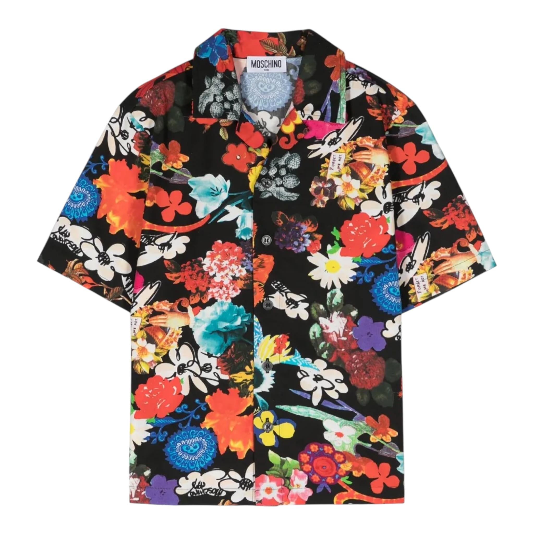 Moschino Camicia tinta unita con Fantasia Nero per Bambino HOC00Y NERO MOSCHINO 