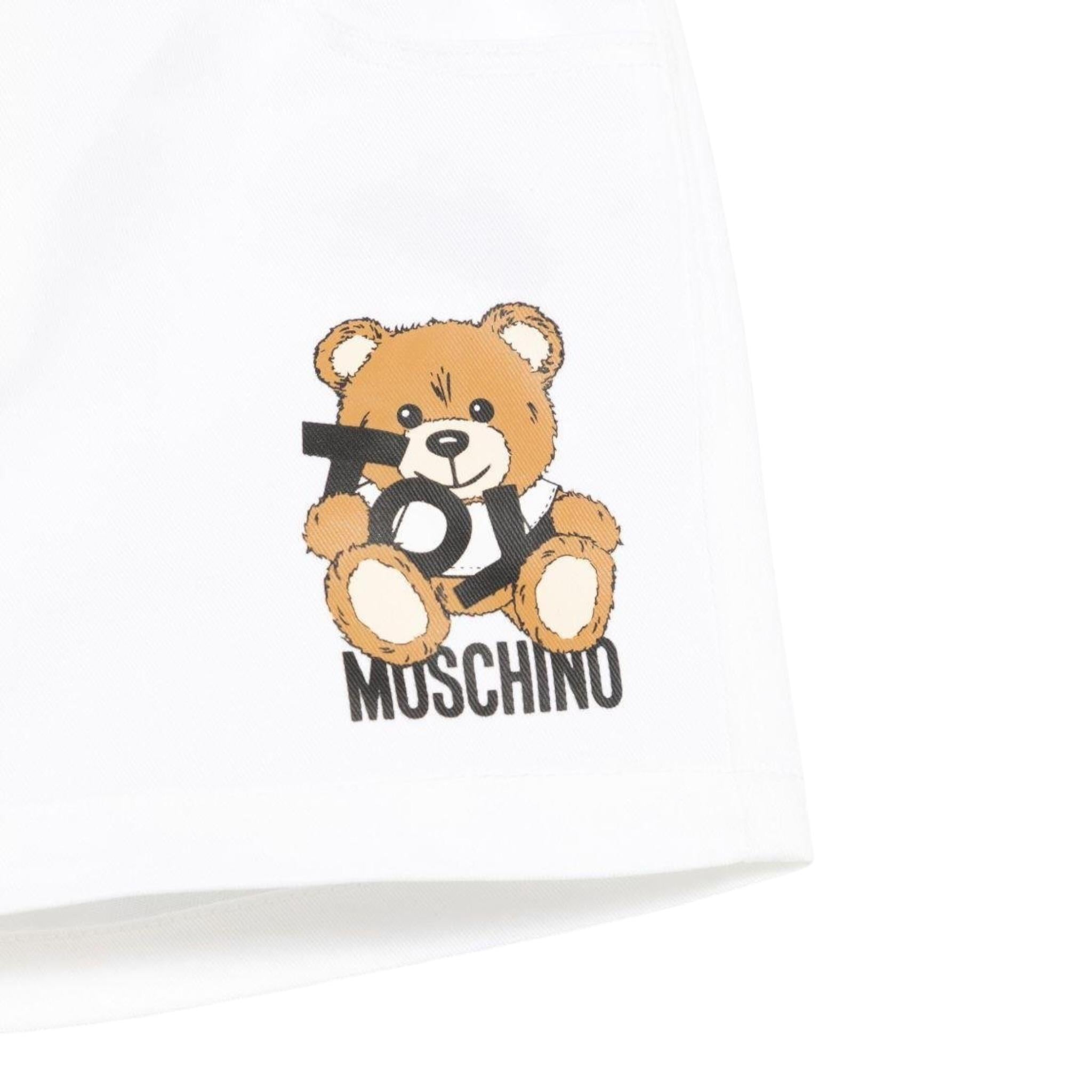 Moschino Bermuda tinta unita con Logo Bianco per Bambino MUQ018JXXXX BIANCO MOSCHINO 