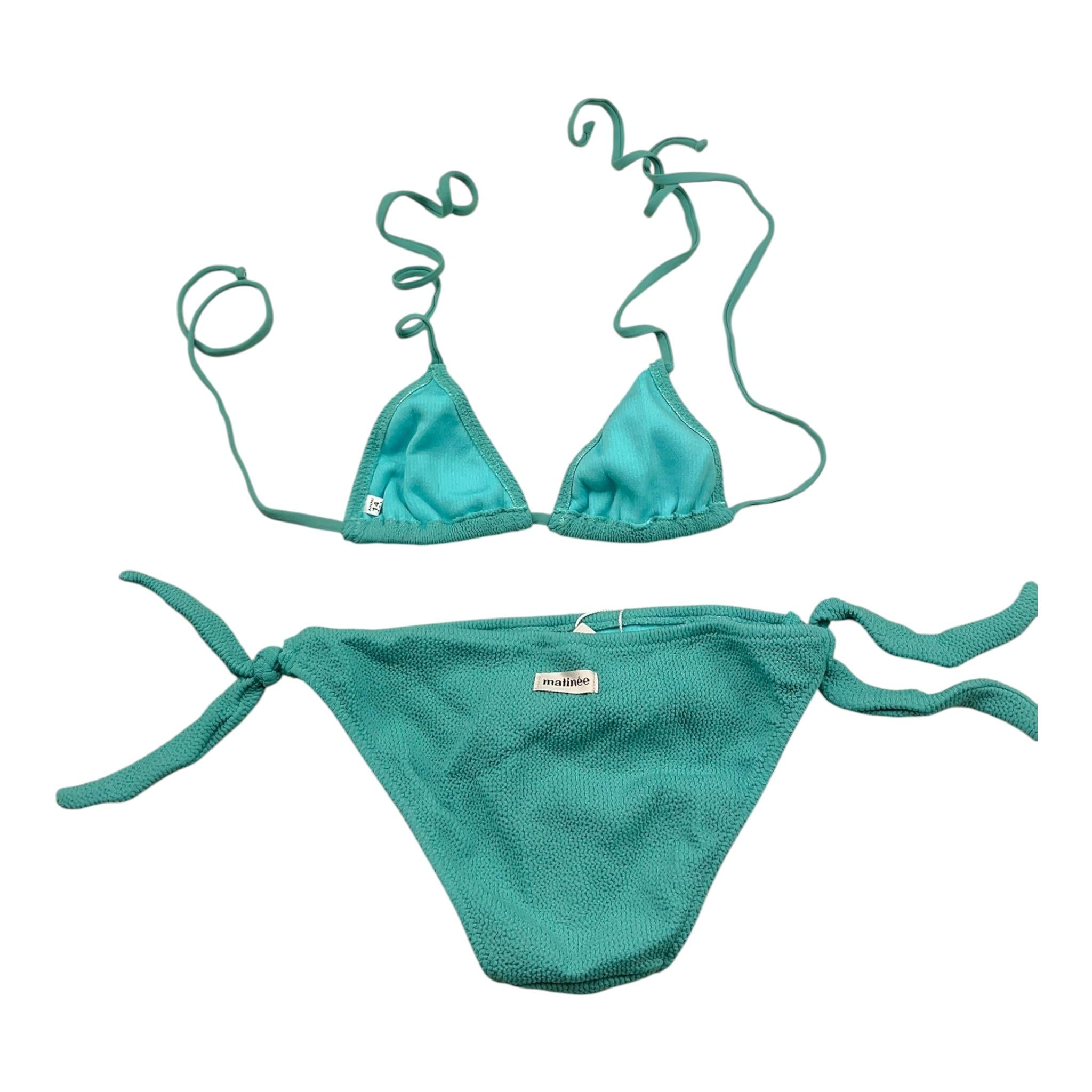 Matinée Costume 2 Pezzi Triangolo-Slip Tinta Unita per Bambina CC3021 AZZURRO MATINÉE 