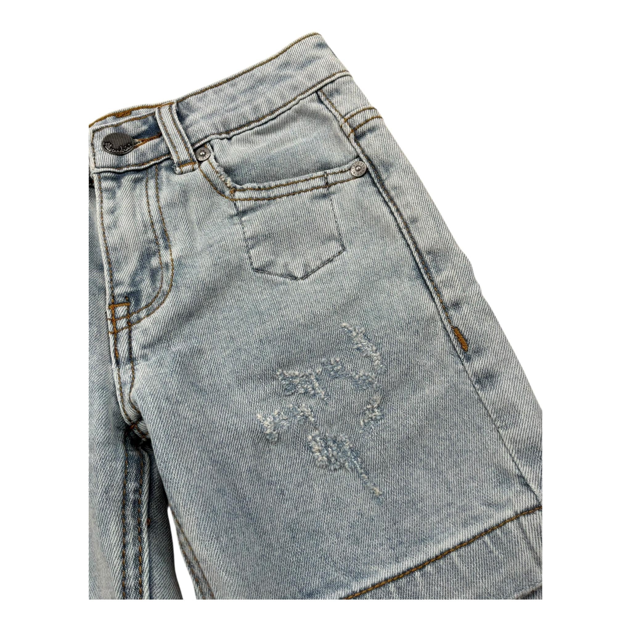 Daniele Alessandrini Bermuda In Denim Tinta Unita con Strappi per Bambino 1236SD00252X BLU DANIELE ALESSANDRINI 