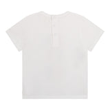 Carre'Ment Beau T-Shirt Girocollo Tinta Unita Con Stampa In Contrasto Bianco Per Neonato