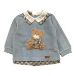 MARLU' completo 2pz maglia-ghettina tinta unita con fantasia Azzurro per Neonato IG5551 AZZURRO MARLU' 