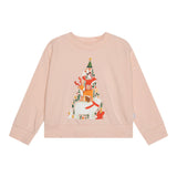 IL GUFO felpa chiusa girocollo tinta unita con stampa in contrasto Rosa per Bambina A24MF291M0100 ROSA IL GUFO 