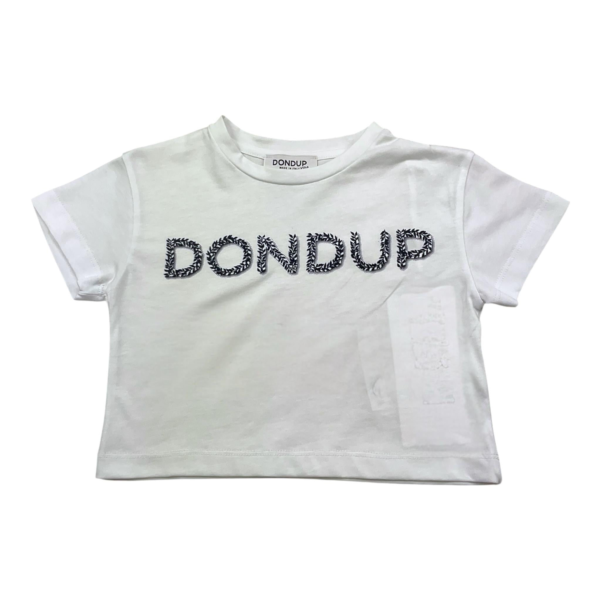 Dondup T-Shirt Girocollo Tinta Unita con Stampa per Bambina DFTS023 BIANCO DONDUP 