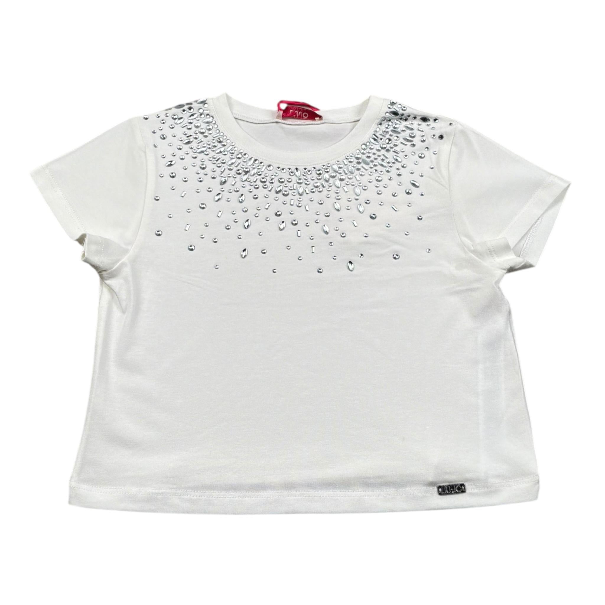 Liu Jo T-Shirt Tinta Unita con Applicazioni per Bambina GA5162 BIANCO LIU JO 