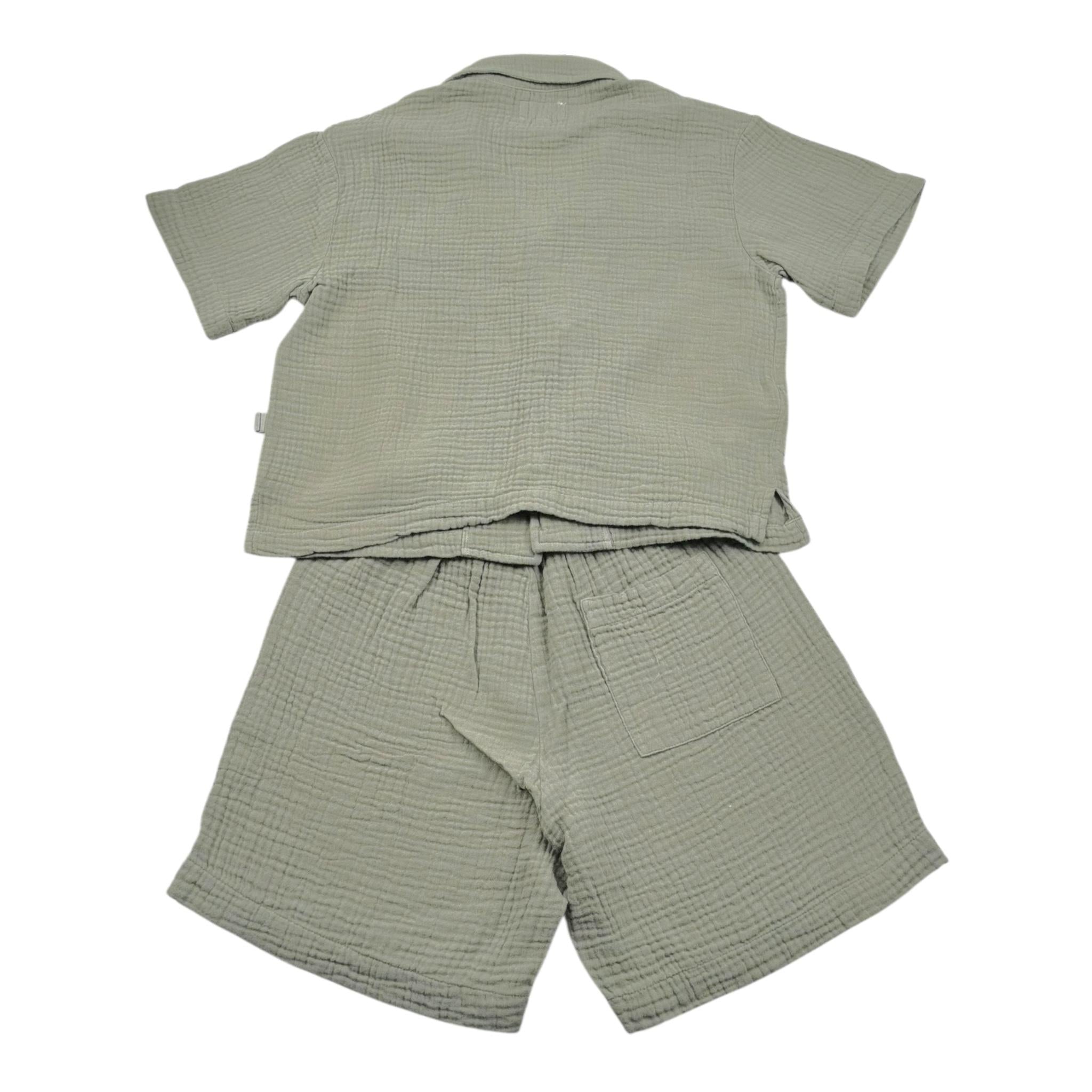 Teddy E Minou Completo 2 Pezzi Camicia-Bermuda Tinta Unita per Bambino E25CP075C6041J VERDE TEDDY E MINOU 