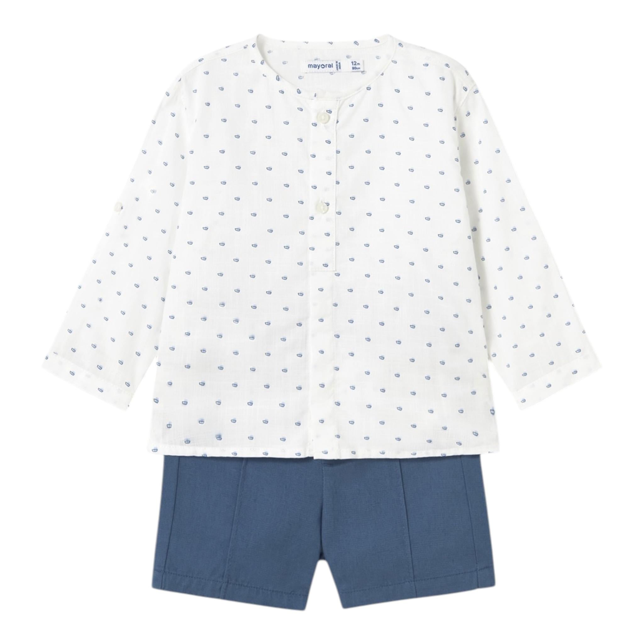 Mayoral Completo 2 Pezzi Camicia-Bermuda per Neonato 1249 BIANCO/BLU MAYORAL 