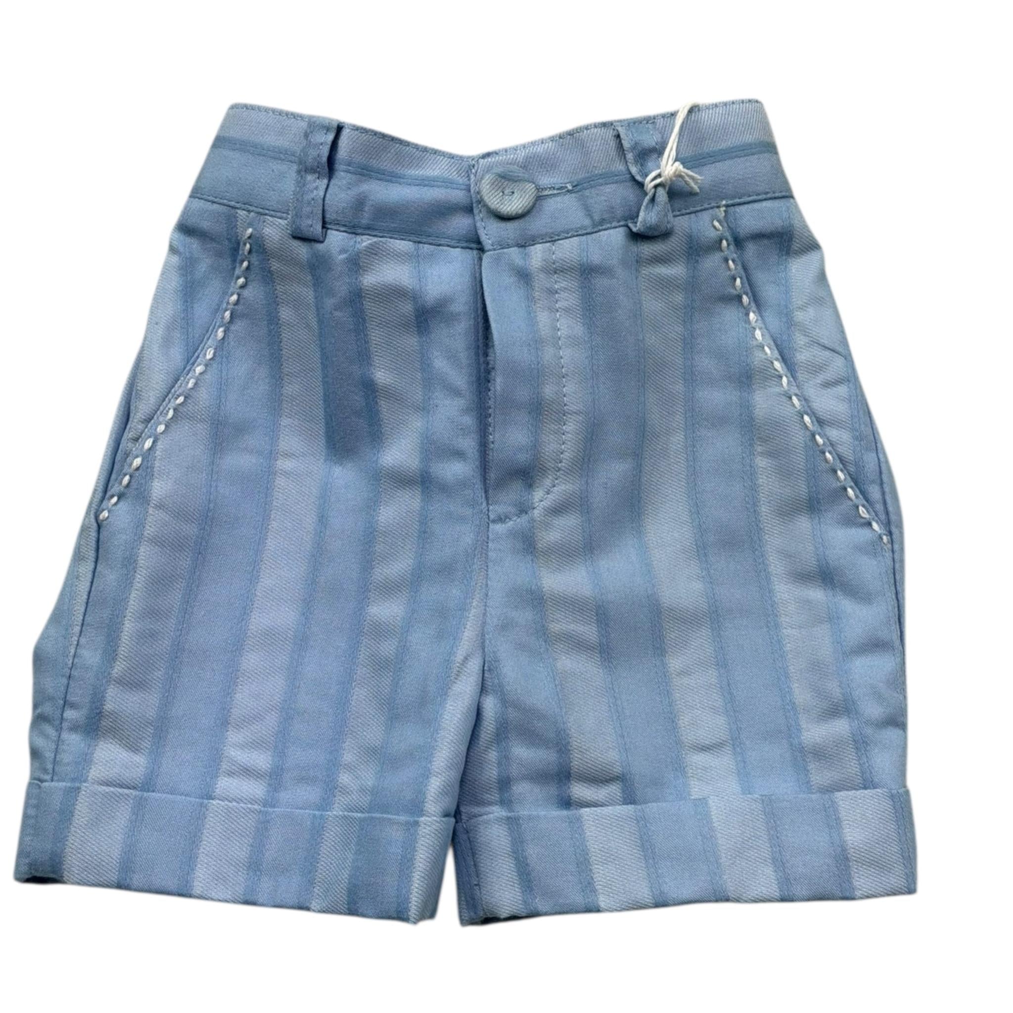 Manuel & Frank Bermuda Tinta Unita con Elastico In Vita E Fantasia per Neonato MF2183I AZZURRO MANUEL & FRANK 