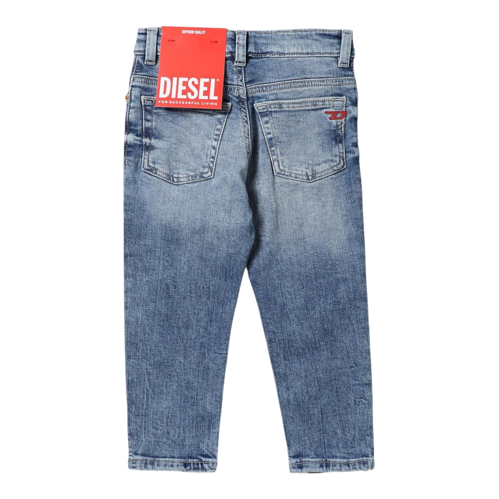 Diesel Jeans Tinta Unita con Girovita Regolabile per Bambino J00805X AZZURRO DIESEL 