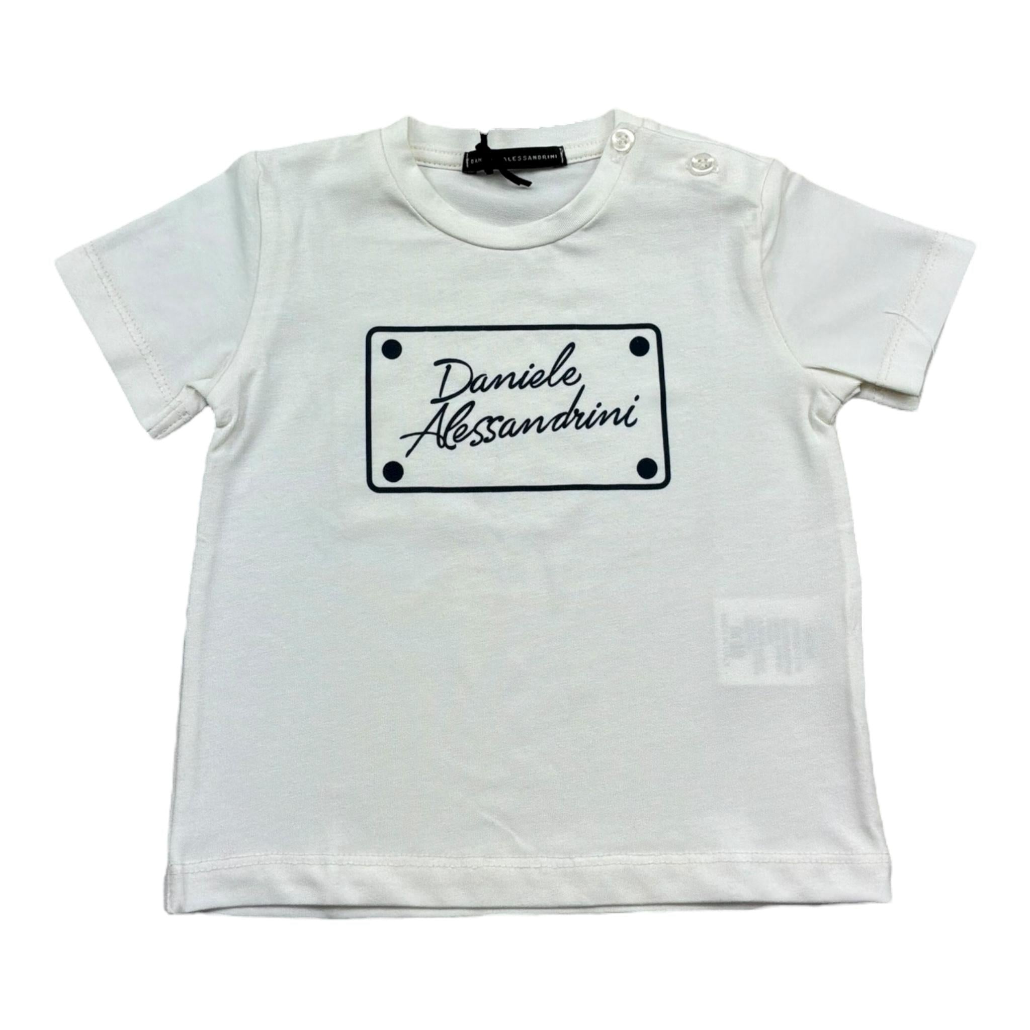 Daniele Alessandrini T-Shirt Girocollo Tinta Unita con Stampa per Neonato 1296M00179 PANNA DANIELE ALESSANDRINI 