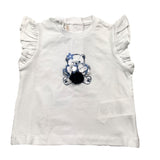 Mini Banda T-Shirt Girocollo Tinta Unita Cn Stampa In Contrasto Bianco Per Neonata