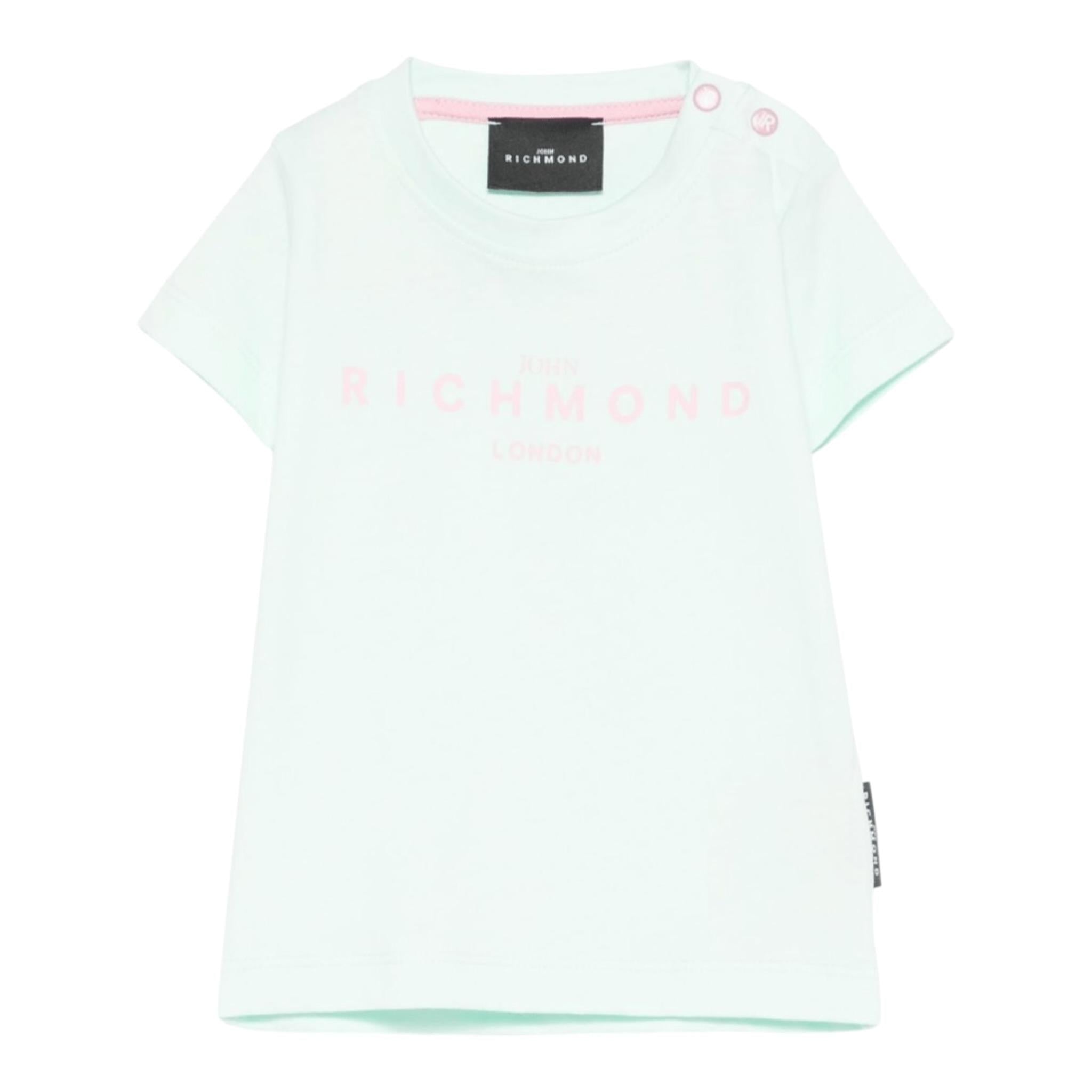 John Richmond T-Shirt Girocollo Tinta Unita con Stampa per Neonata RIP25002TSXXXX VERDE ACQUA JOHN RICHMOND 