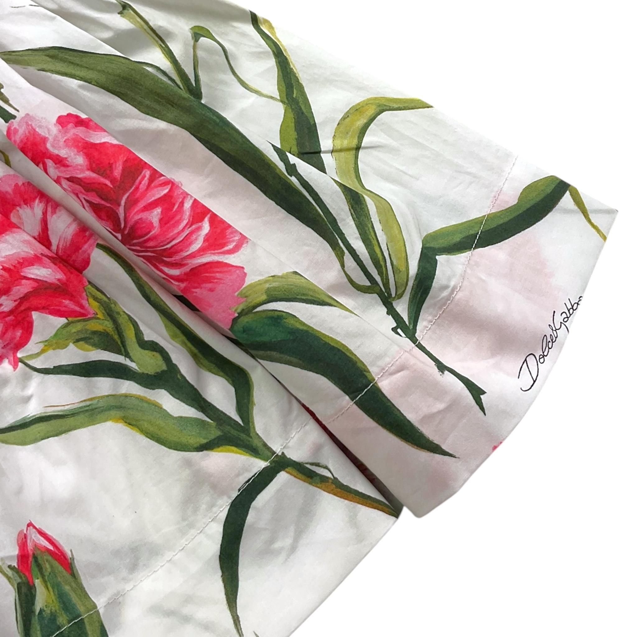 Dolce & Gabbana Set Abito Tinta Unita con Fantasia Fiori-Coulotte per Neonata L23DI3 BIANCO DOLCE & GABBANA 