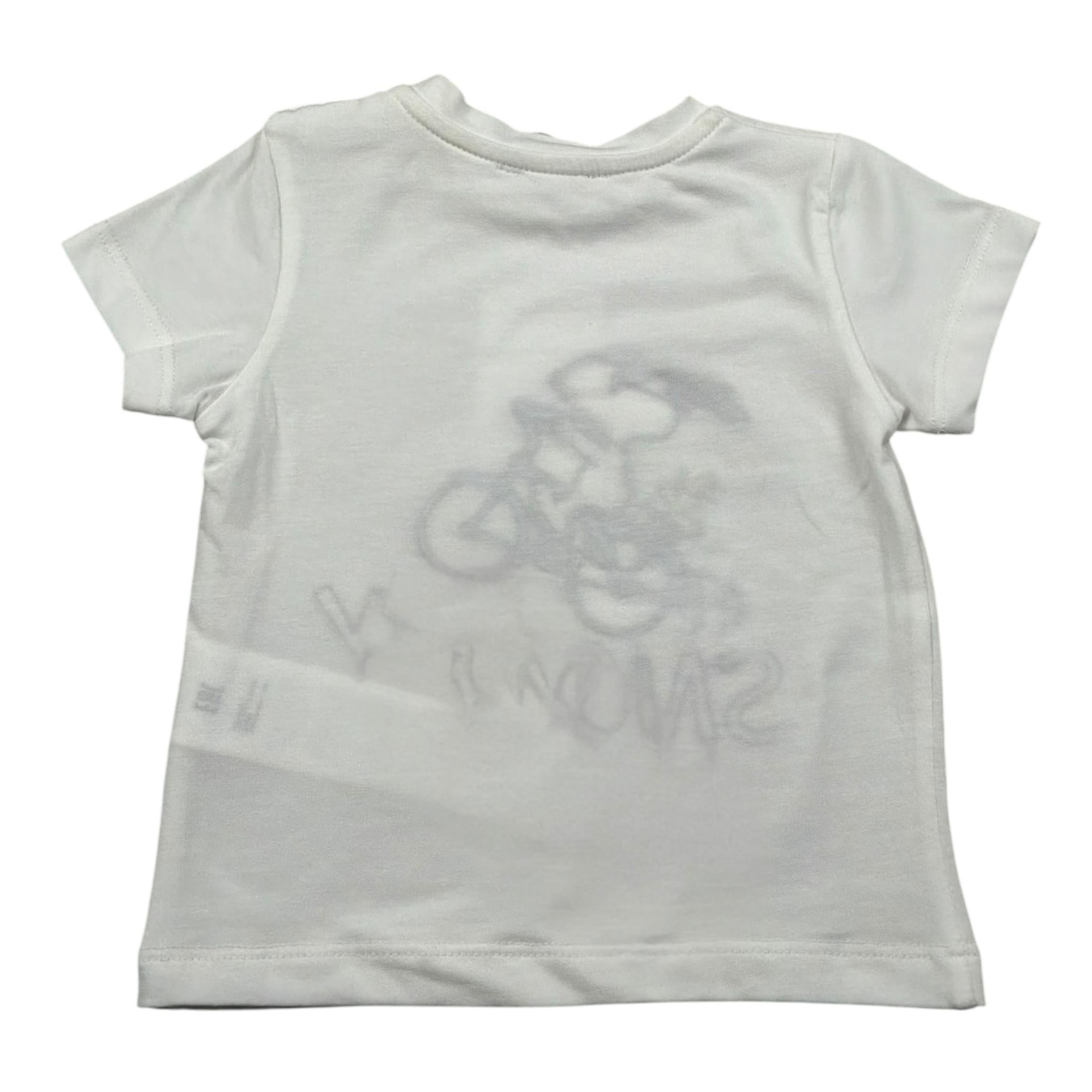 M+E' T-Shirt Girocoll Tinta Unita con Ricami per Neonato UEM0285 BIANCO M+E' 