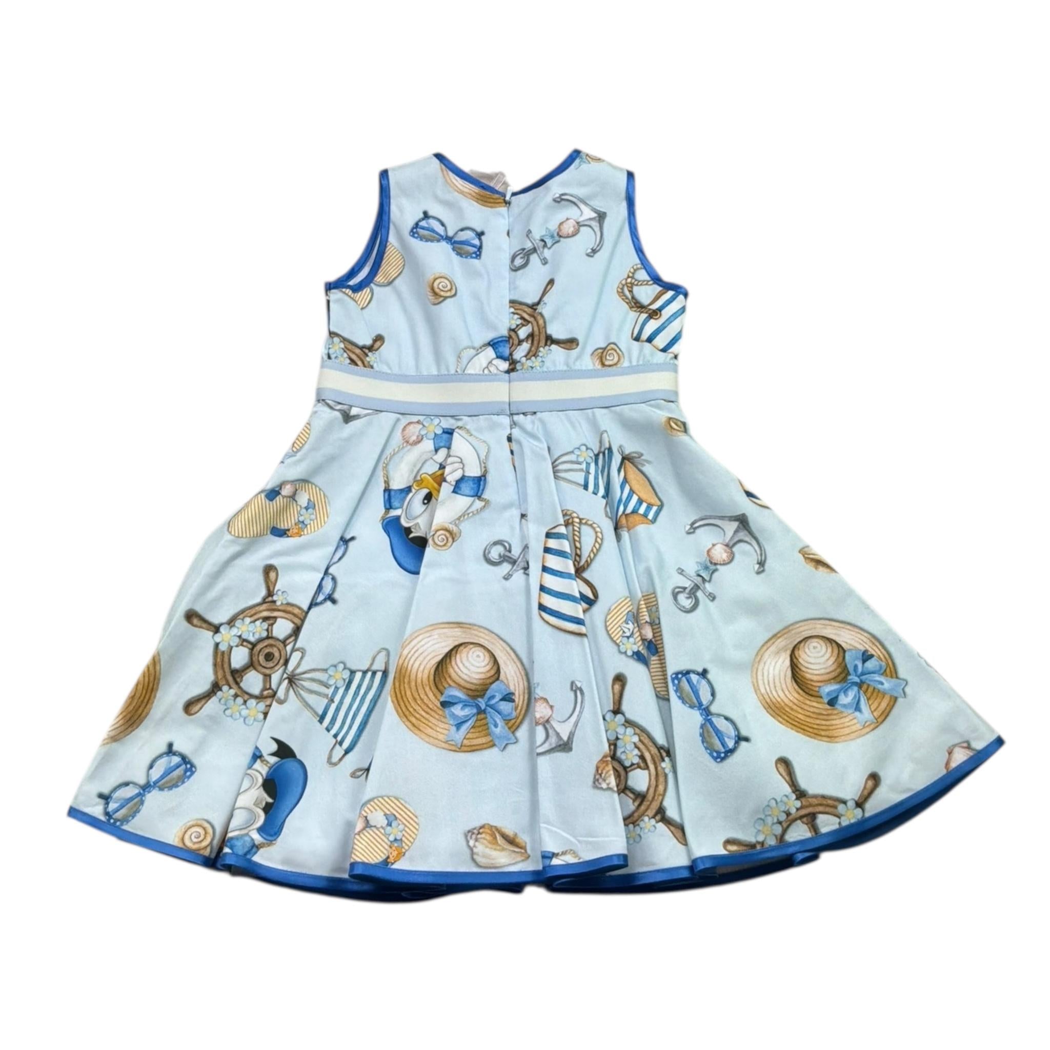 Monnalisa Abito Giromanica Tinta Unita con Stampa per Neonata 311911 AZZURRO MONNALISA 