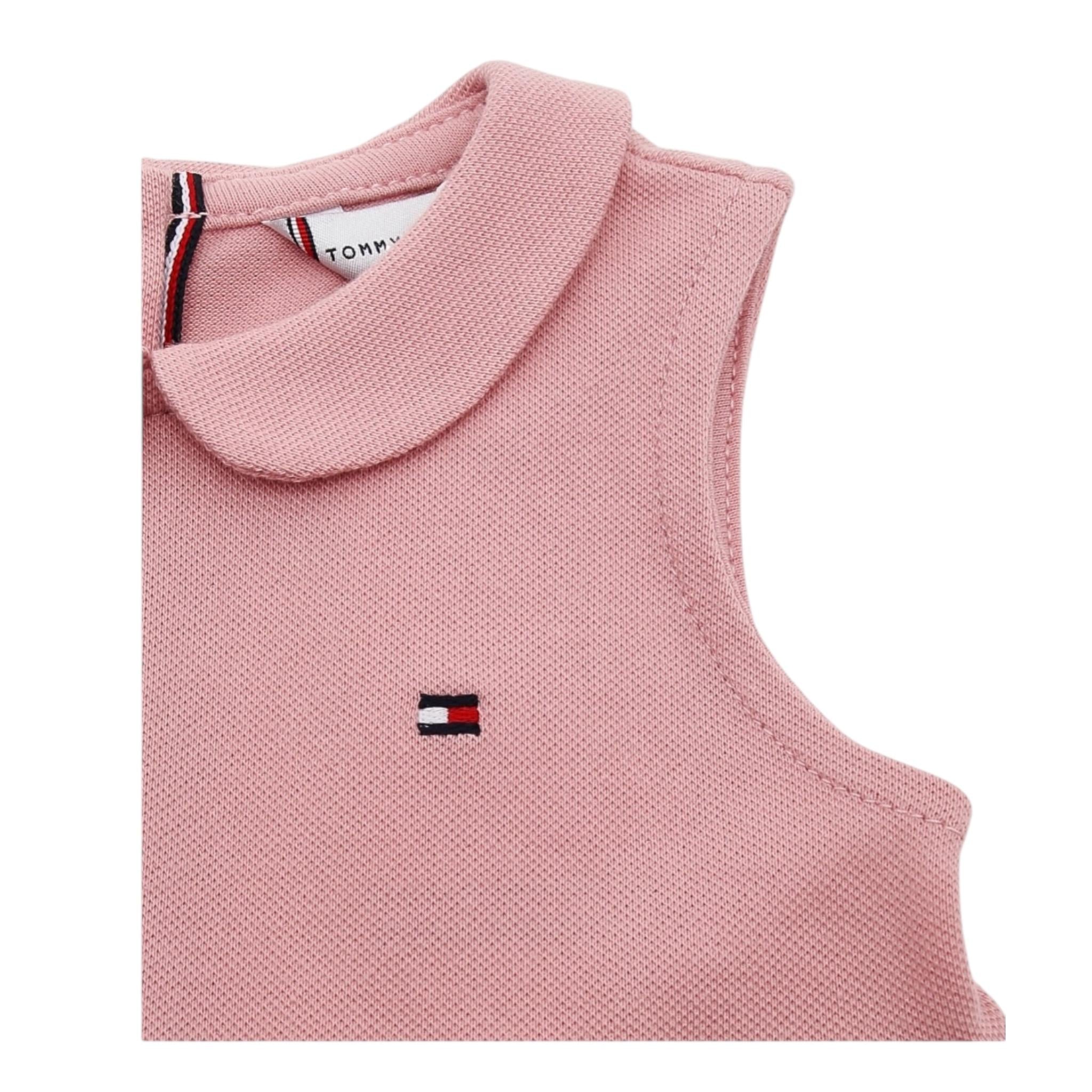 Tommy Hilfiger Abito Giromanica Tinta Unita con Logo per Neonata KN0KN01438 ROSA TOMMY HILFIGER 