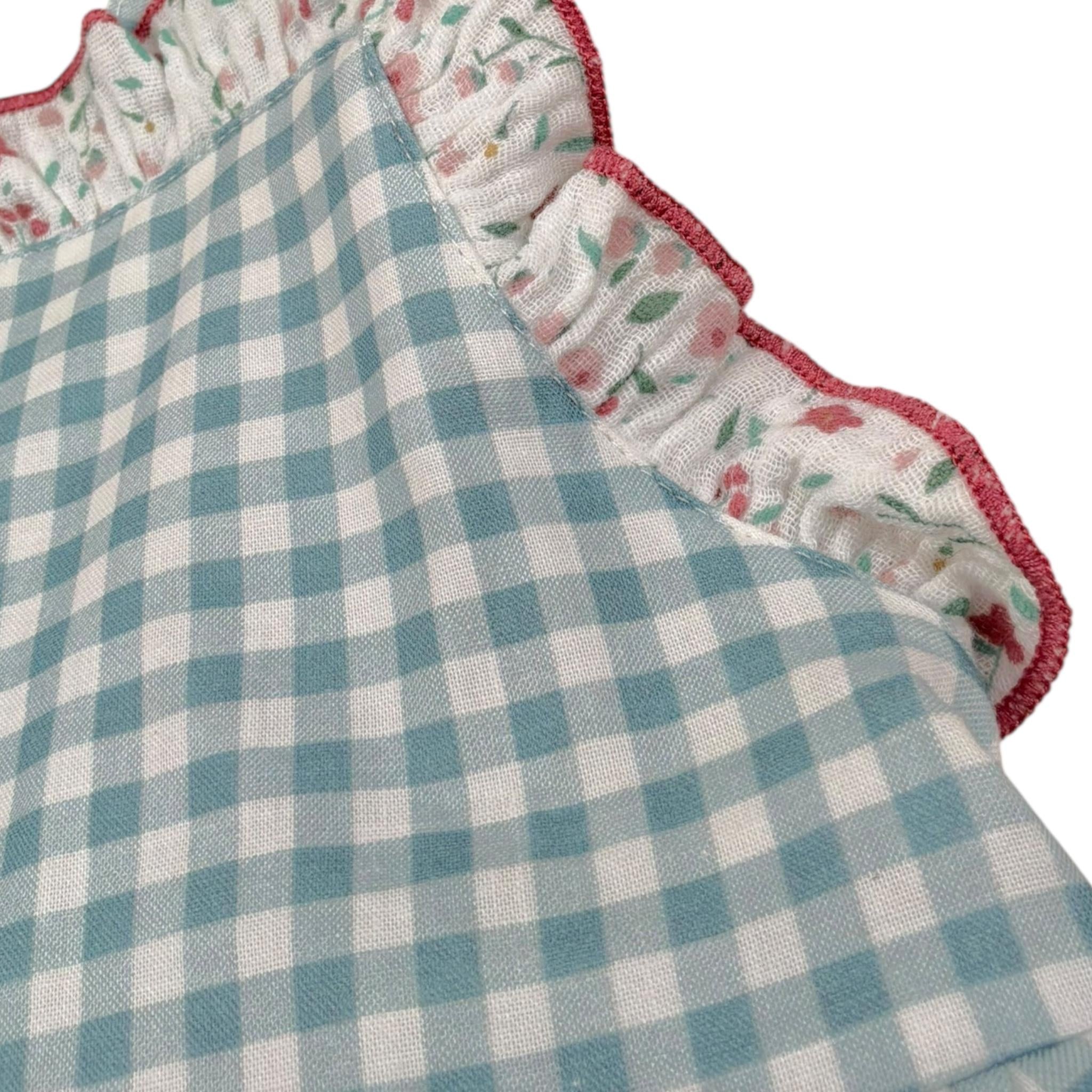 Babidu Abito Bicolore con Stampa Quadri per Bambina 91406J BIANCO/VERDE BABIDU 