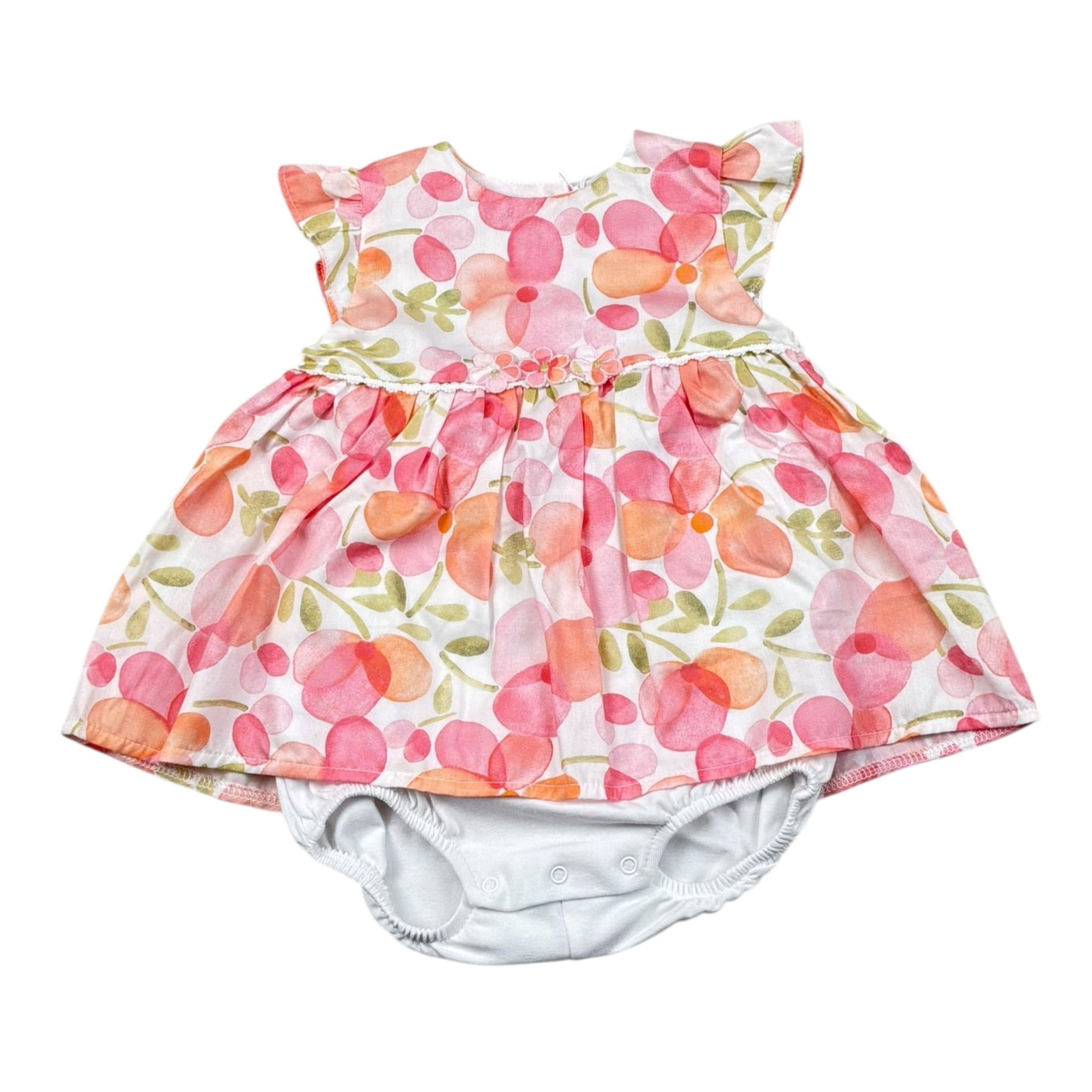 Lalalu' Pagliaccetto Tinta Unita con Stampa Fiori per Neonata PAL017P BIANCO LALALU' 