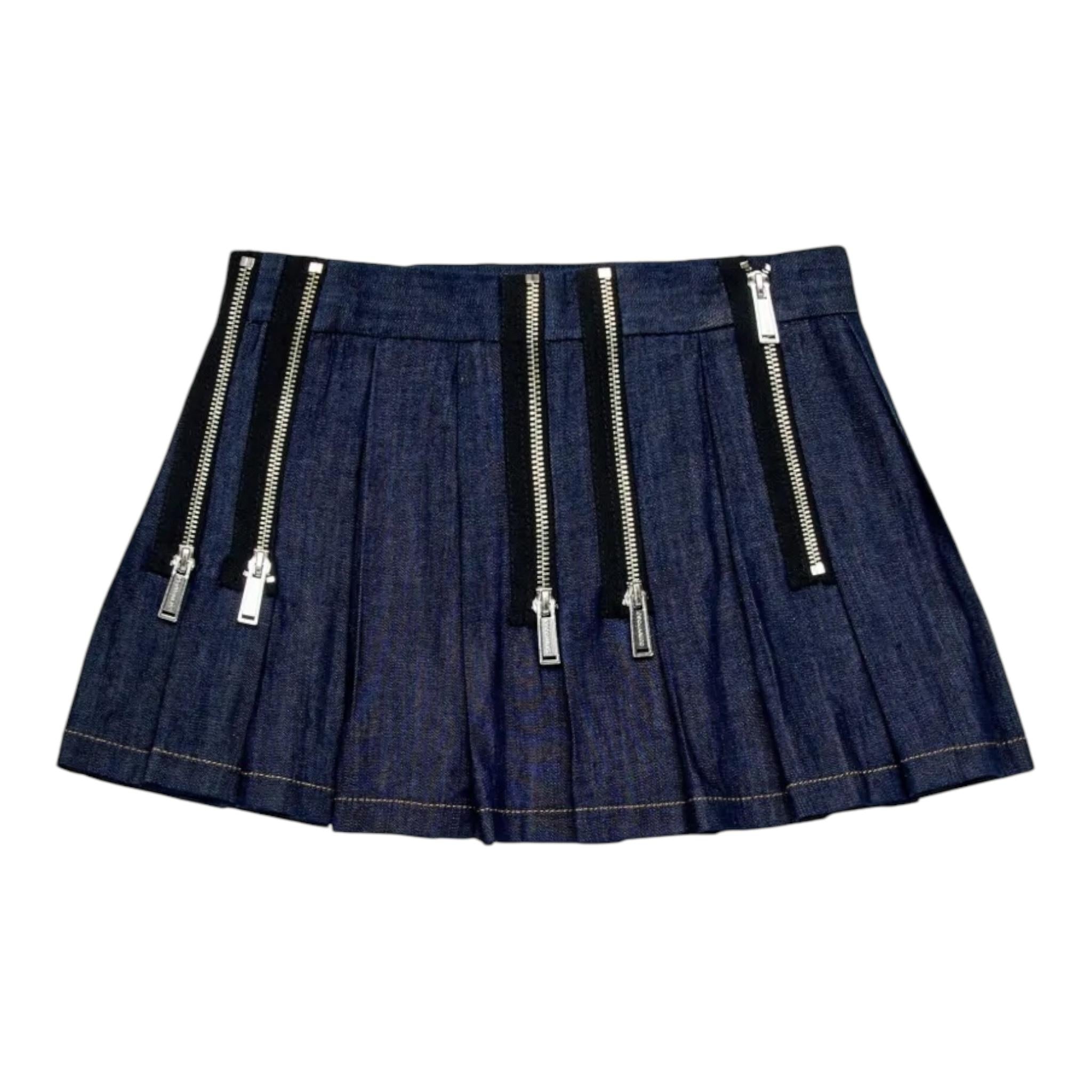 DSQUARED2 gonna modello denim tinta unita con zip Blu per Bambina DQ2566 BLU DSQUARED2 