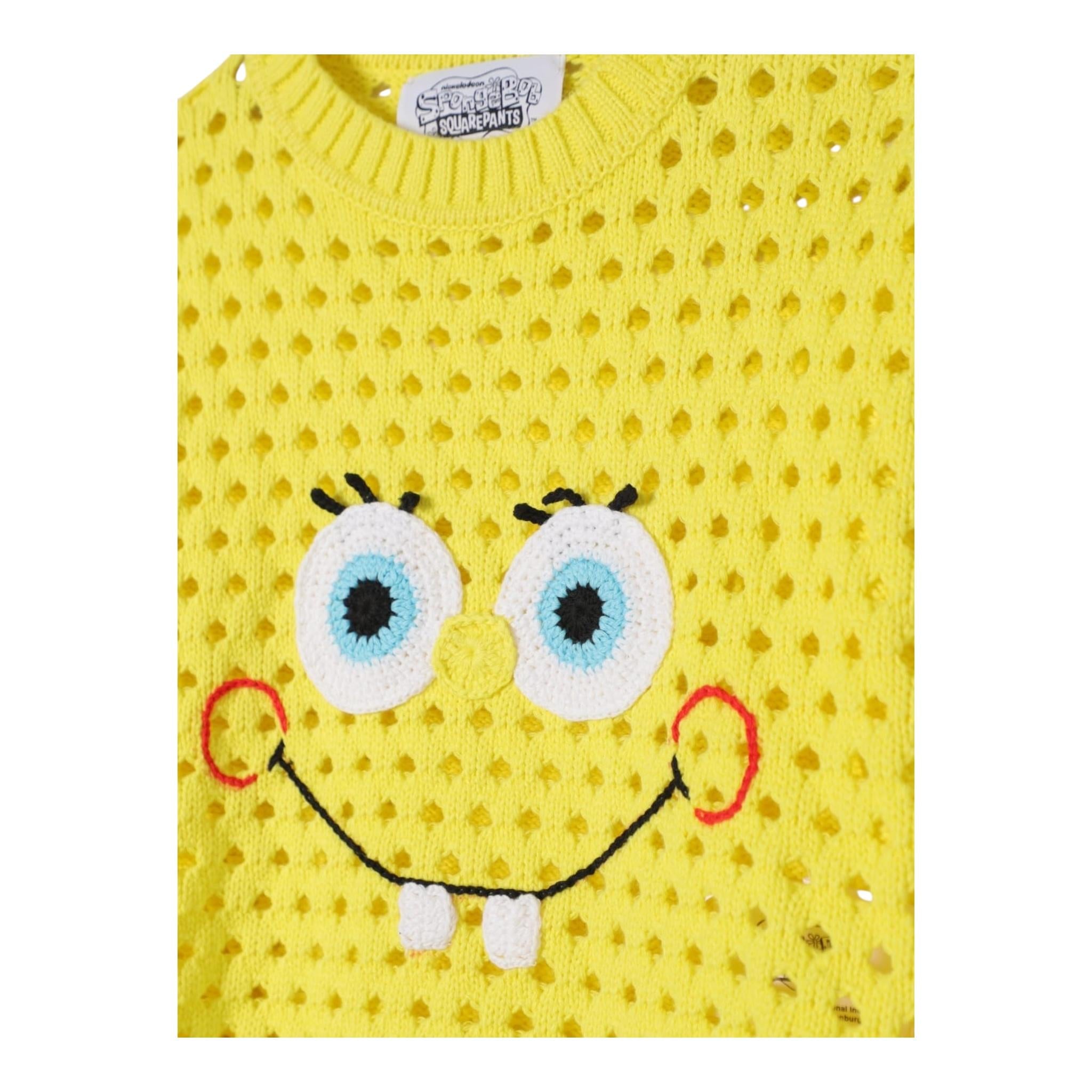 Stella Mccartney Maglia Traforata Tinta Unita Stampa Spongebob per Bambina TW9A80 GIALLO STELLA McCARTNEY 
