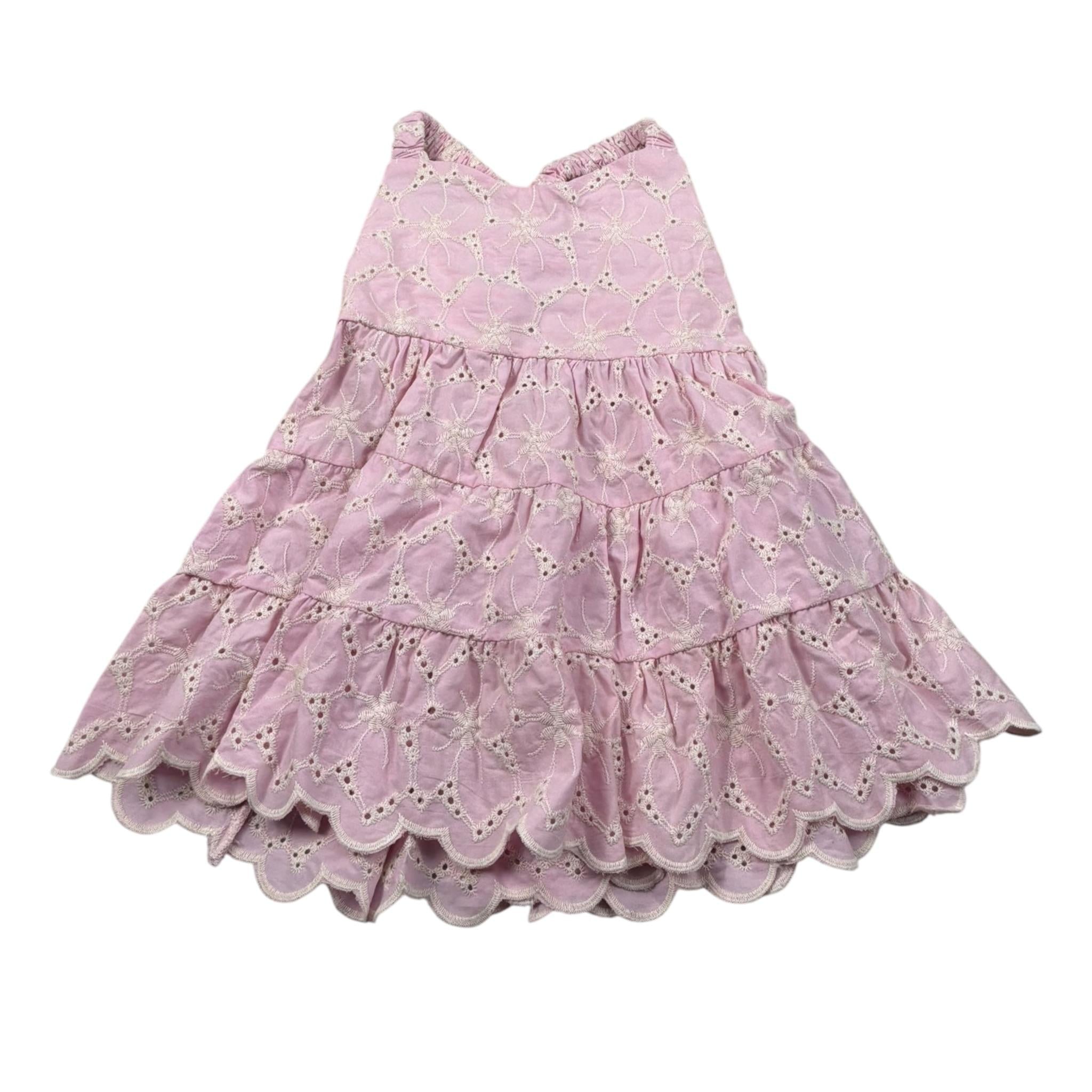 M+E' Abito tinta unita In Pizzo Sangallo Rosa per Bambina UE1784JX ROSA M+E' 