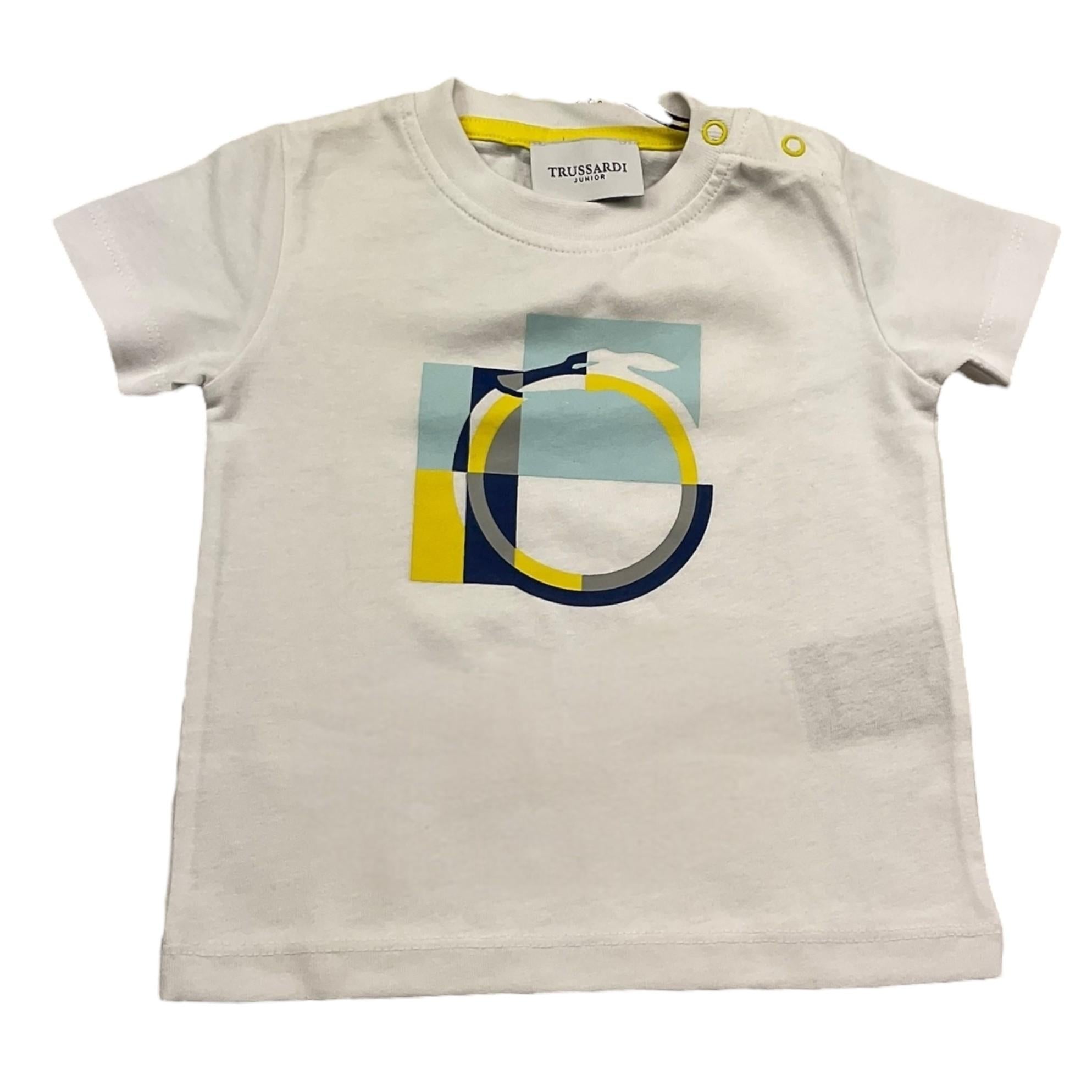 Trussardi T-Shirt Girocollo Tinta Unita con Stampa per Neonato TIP23101TS BIANCO TRUSSARDI 