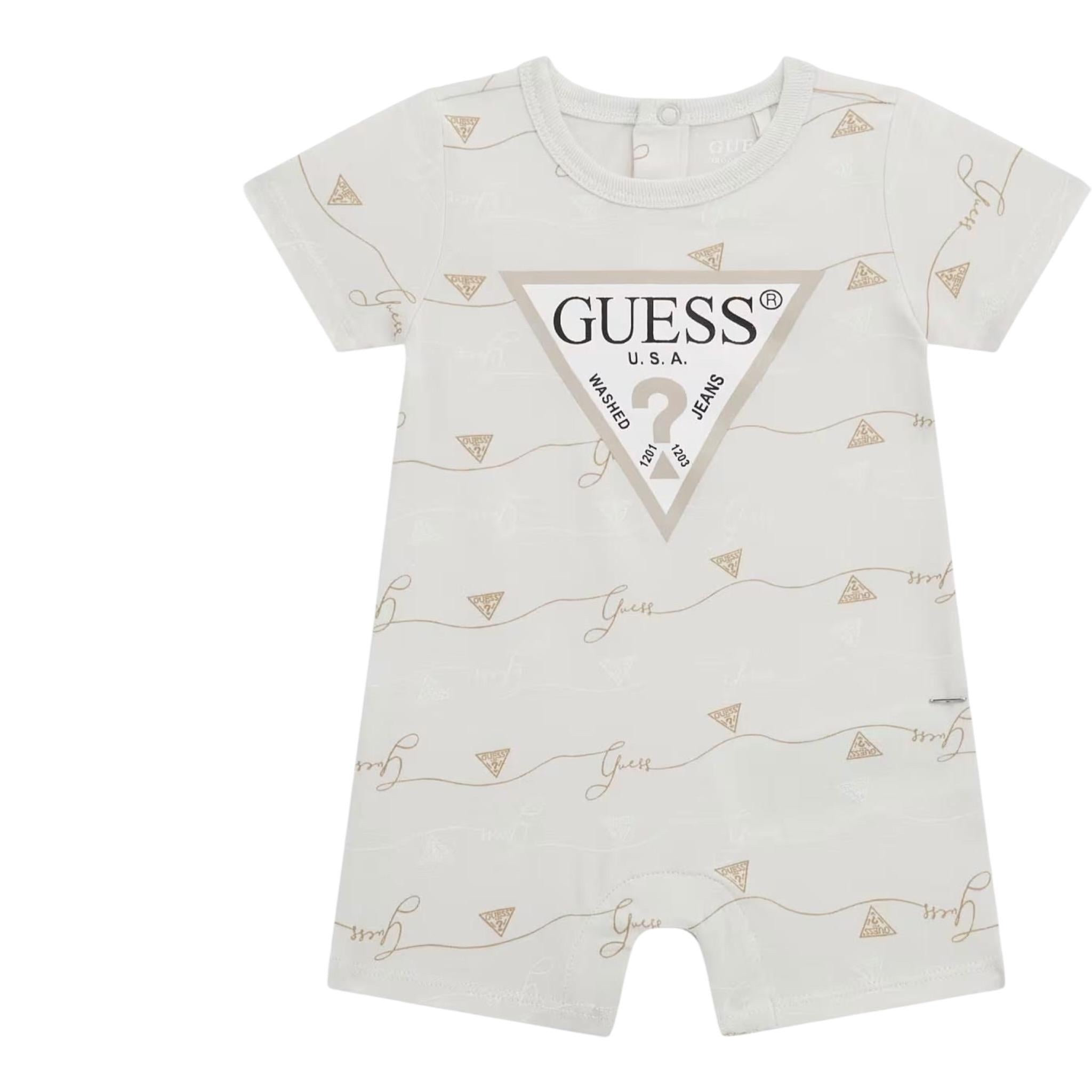 Guess Pagliaccetto Tinta Unita con Stampa per Neonata H5GW00K6YW1 PANNA GUESS 