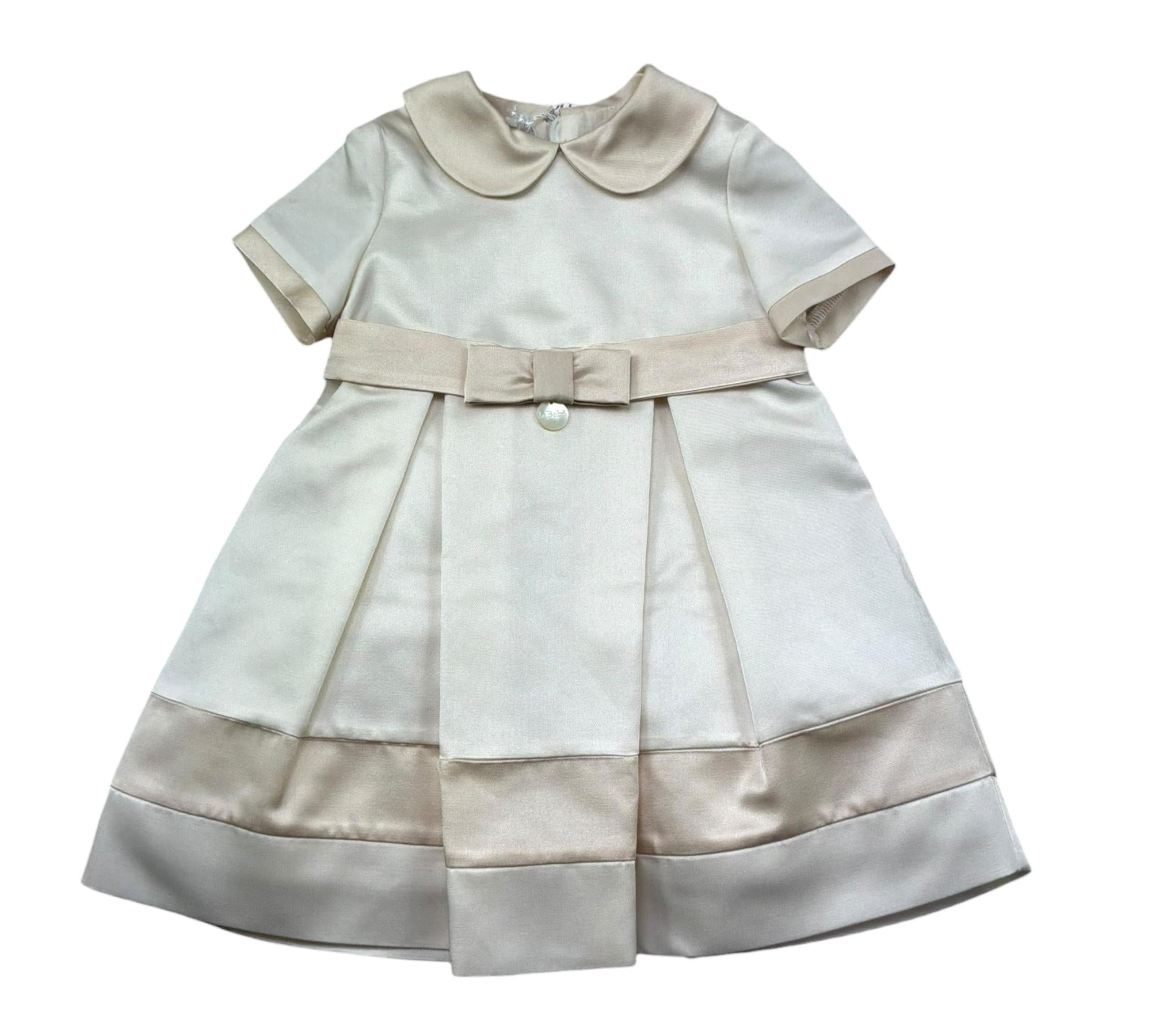 Le Bebe Abito Mezza Manica Tinta Unita con Profili In Contrasto per Neonata LBG1042 AVORIO LE BEBE 