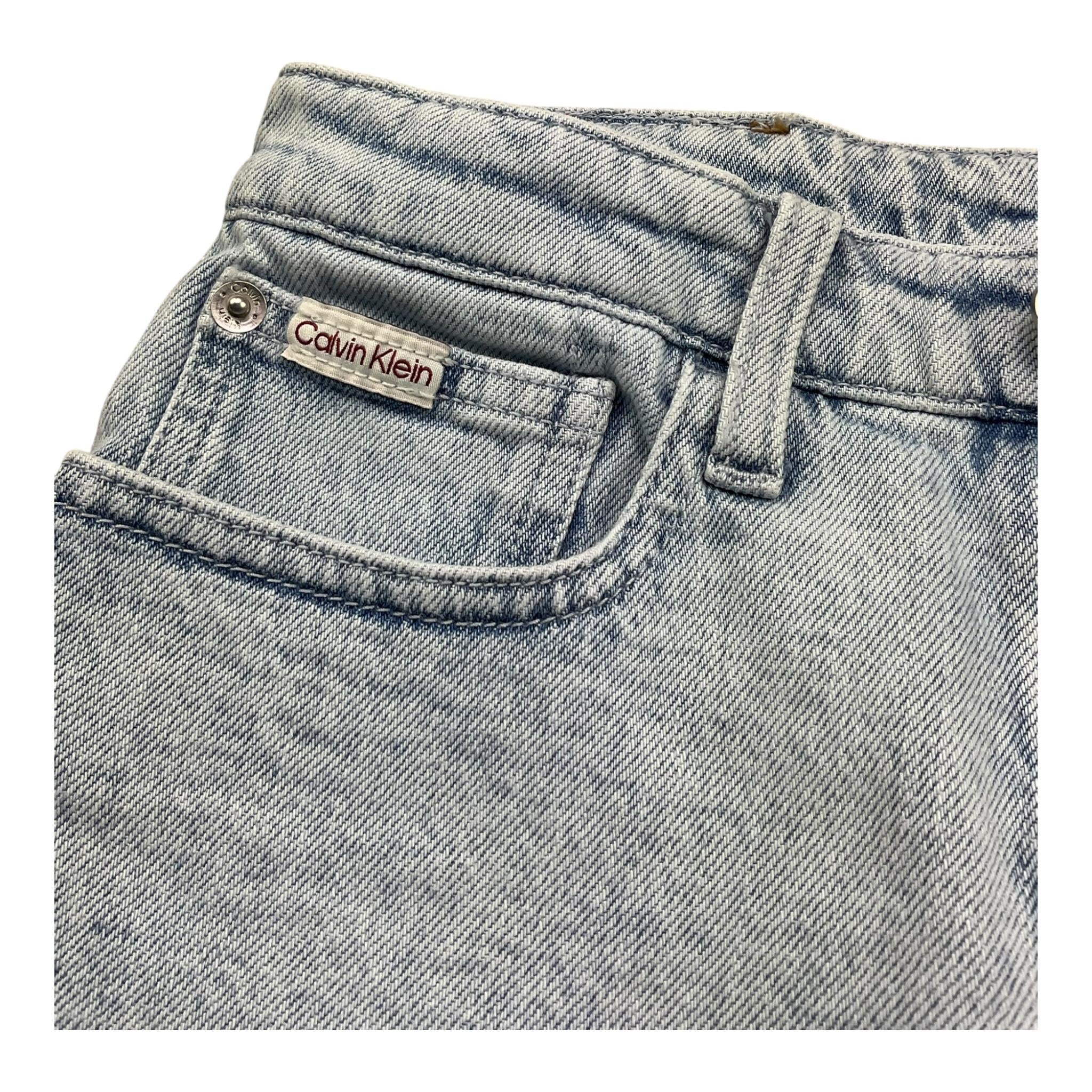 Calvin Klein Bermuda In Denim Tinta Unita con Girovita Regolabile per Bambino IB0IB02432 AZZURRO CALVIN KLEIN 