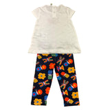 Losan Completo 2 Pezzi T-Shirt-Leggins Bicolore Bianco/Blu per Neonata