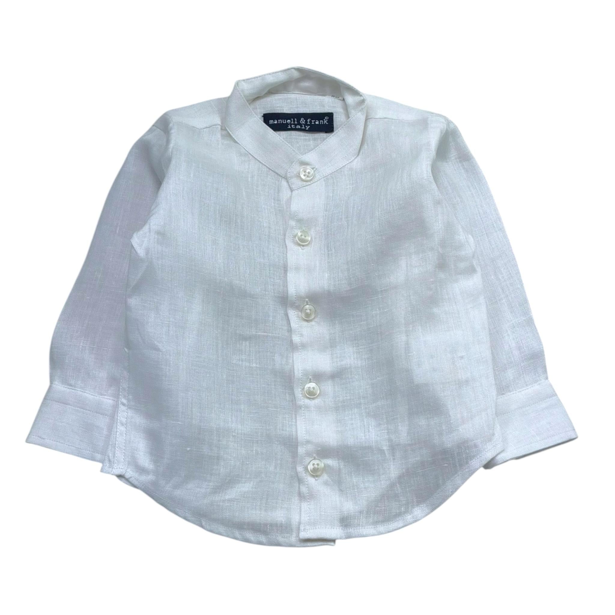 Manuel & Frank Camicia Tinta Unita con Colletto Coreano per Neonato JFJFJF BIANCO MANUEL & FRANK 