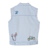 Stella Mccartney Giubbino Smanicato In Denim Tinta Unita con Stampa per Bambina TW2A12 AZZURRO STELLA McCARTNEY 