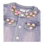 Monnalisa Giubbino Tinta Unita In Denim con Applicazioni Rose per Neonata 39E100 ROSA MONNALISA 