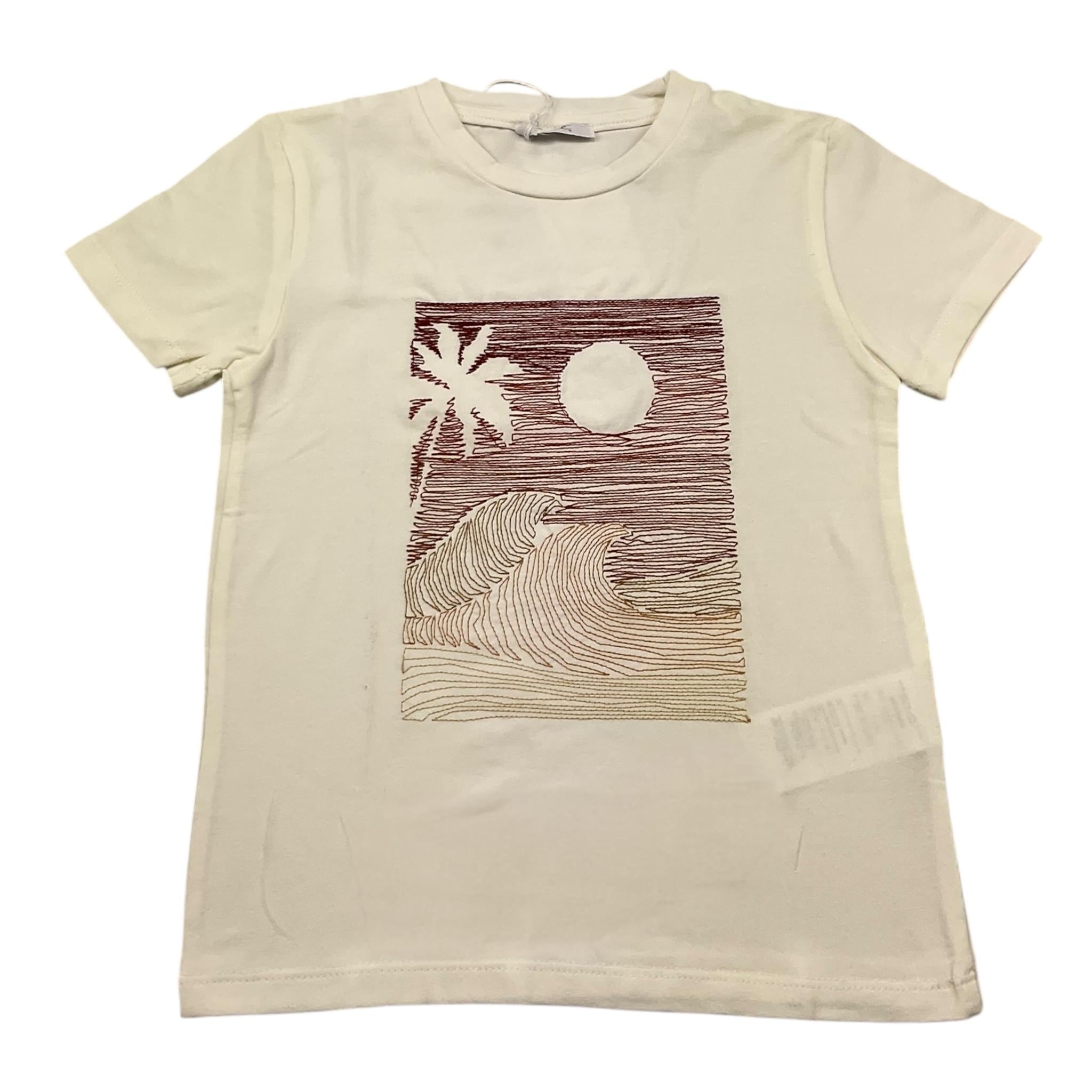 M+E' T-Shirt Girocollo Tinta Unita con Stampa In Contrasto per Neonato UEM0483 PANNA M+E' 