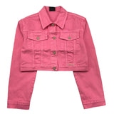 Marc Ellis Giubbino In Denim Tinta Unita con Bottoni Rosa per Bambina