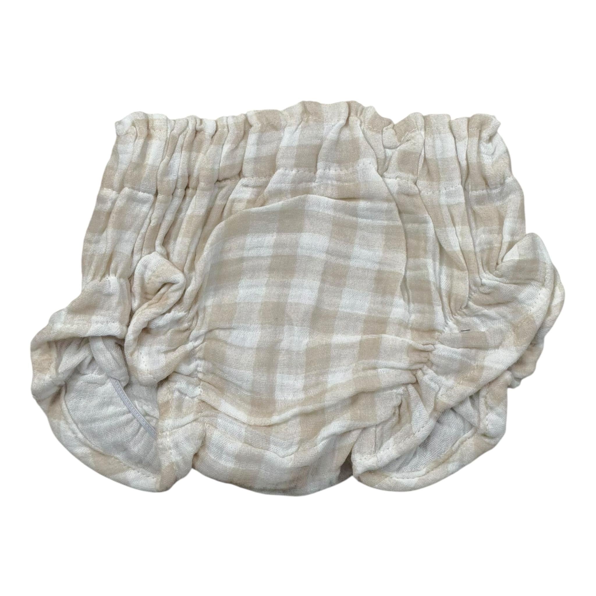 Petit Indi Coulotte Bicolore con Fantasia A Quadri per Neonata COULBE BIANCO/BEIGE PETIT INDI 