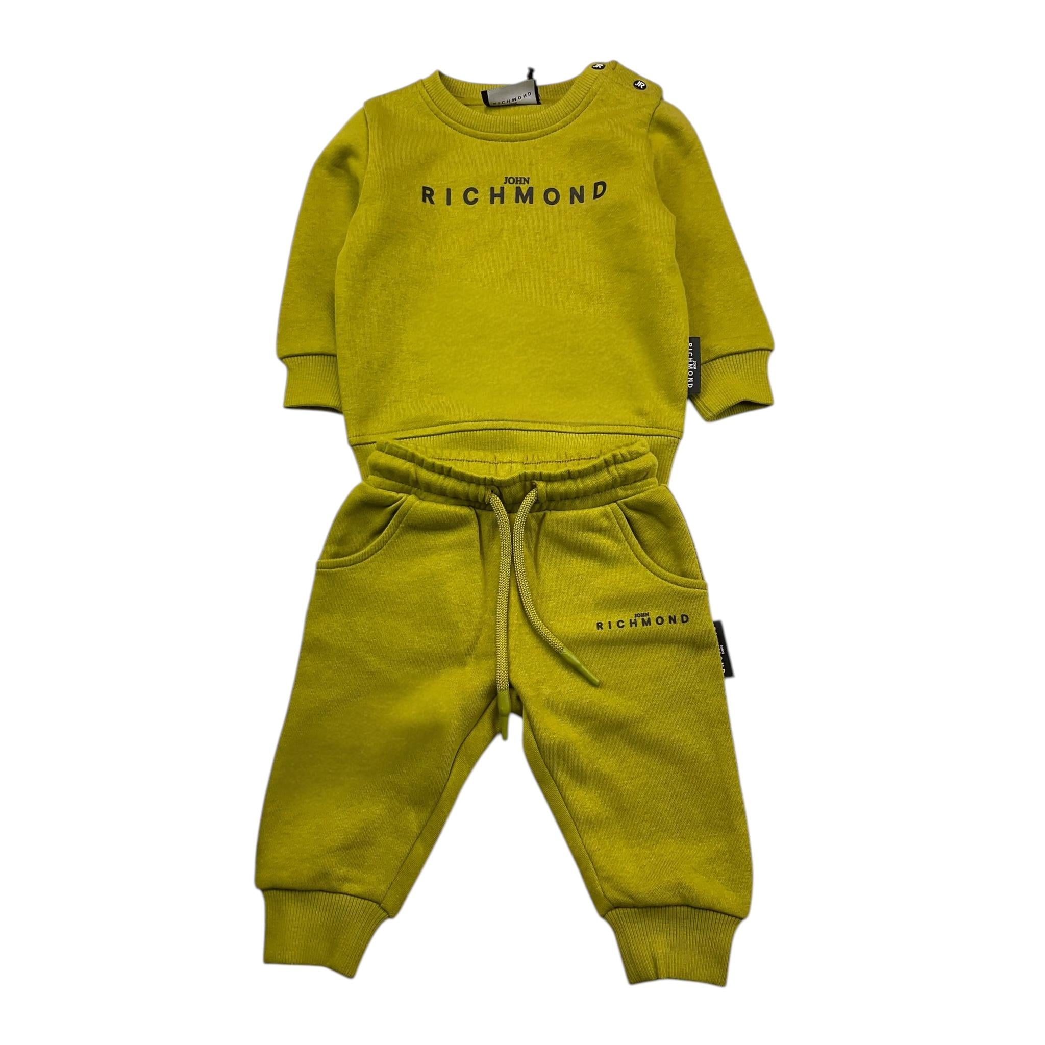 JOHN RICHMOND completo 2pz tinta unita felpa-pantalone Verde acido per Neonato RIA25003CF VERDE ACIDO JOHN RICHMOND 