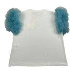 Vicolo T-Shirt tinta unita con Rouches Panna/Azzurro per Bambina 3146M00125 PANNA/AZZURRO VICOLO 