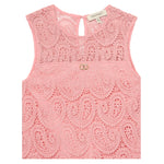 Twinset Abito Giromanica tinta unita Traforato Rosa per Bambina 251GJ2QR3X ROSA TWINSET 