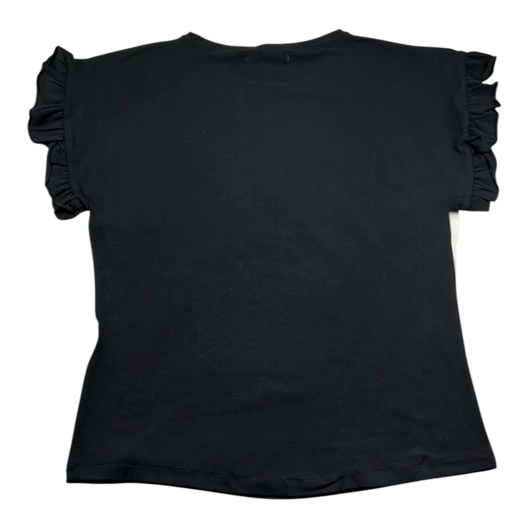 Yes Zee T-Shirt Girocollo Tinta Unita con Stampa per Bambina 37144 NERO YES ZEE 