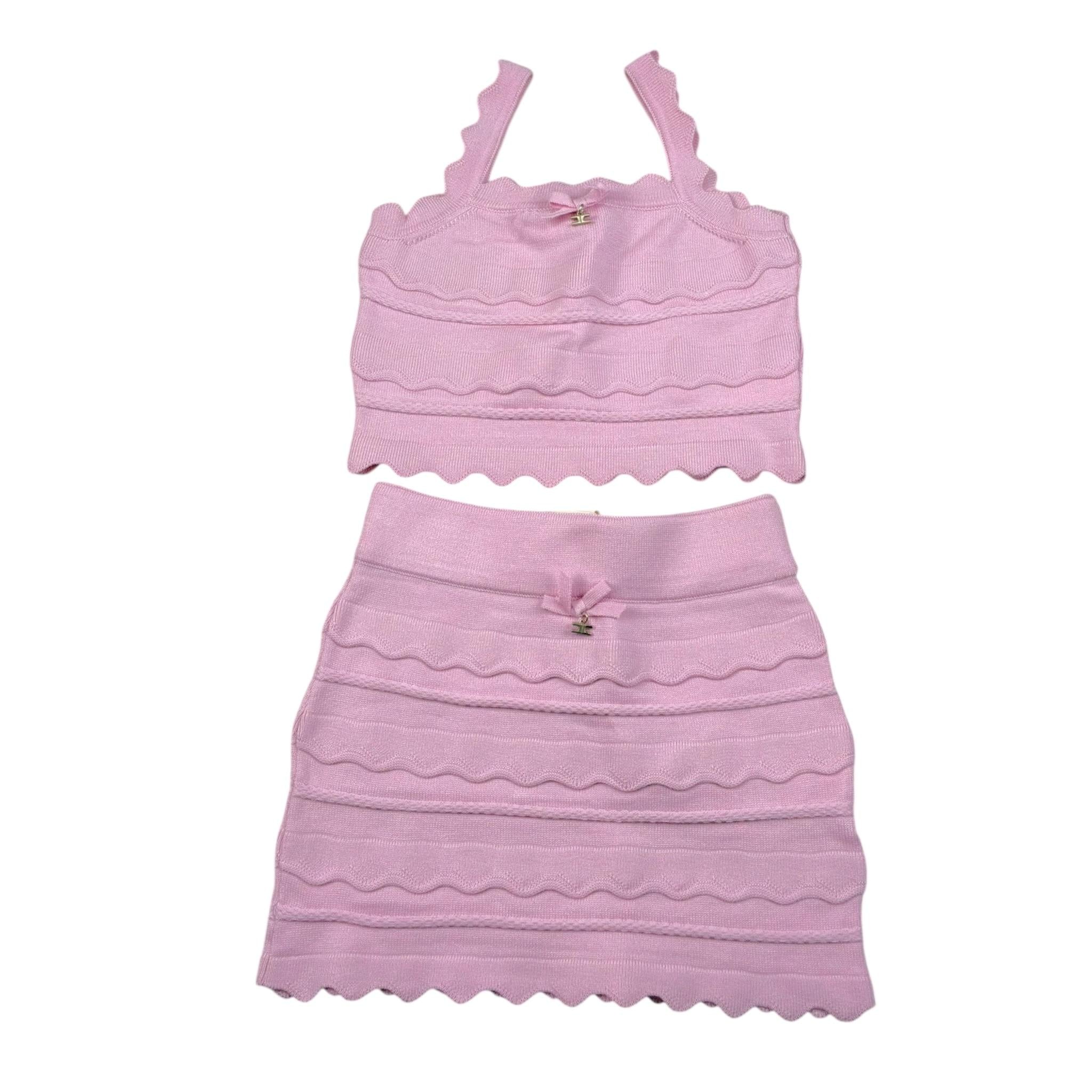 Elisabetta Franchi Completo 2 Pezzi Gonna Tinta Unita con Ricami-Top per Bambina EFCM015X ROSA ELISABETTA FRANCHI 