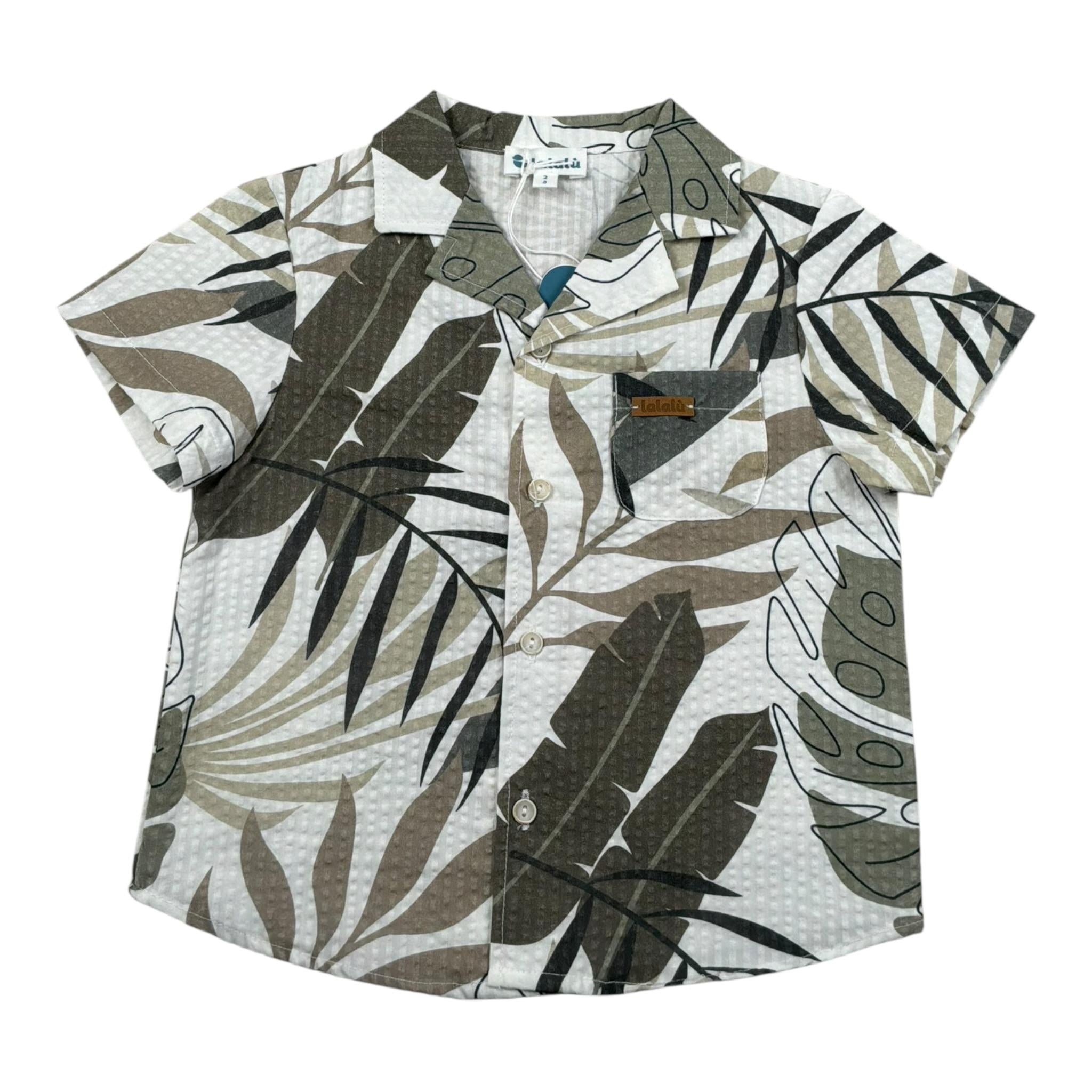 Lalalu' Camicia Tinta Unita Mezza Manica con Fantasia per Neonato CML350PBX BIANCO LALALU' 